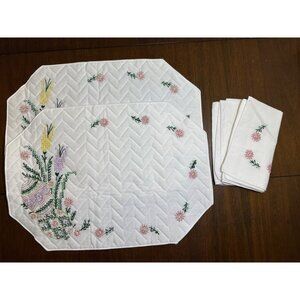 Embroidered Easter Egg Floral Placemats and Napkins Set of 2